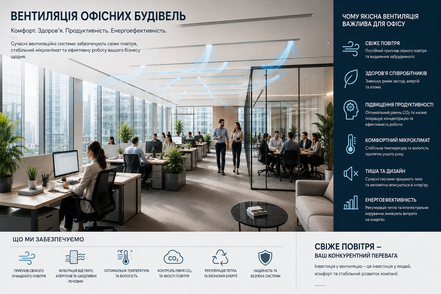 Open Space із візуалізацією руху припливного та витяжного повітря