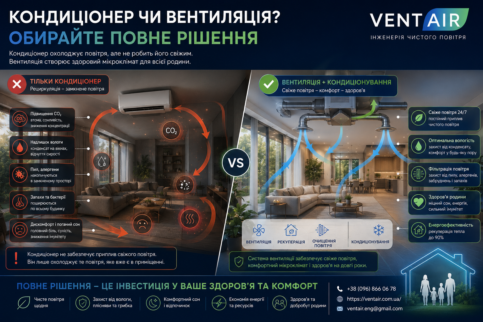 Схема припливно-витяжної вентиляції з рекуперацією тепла