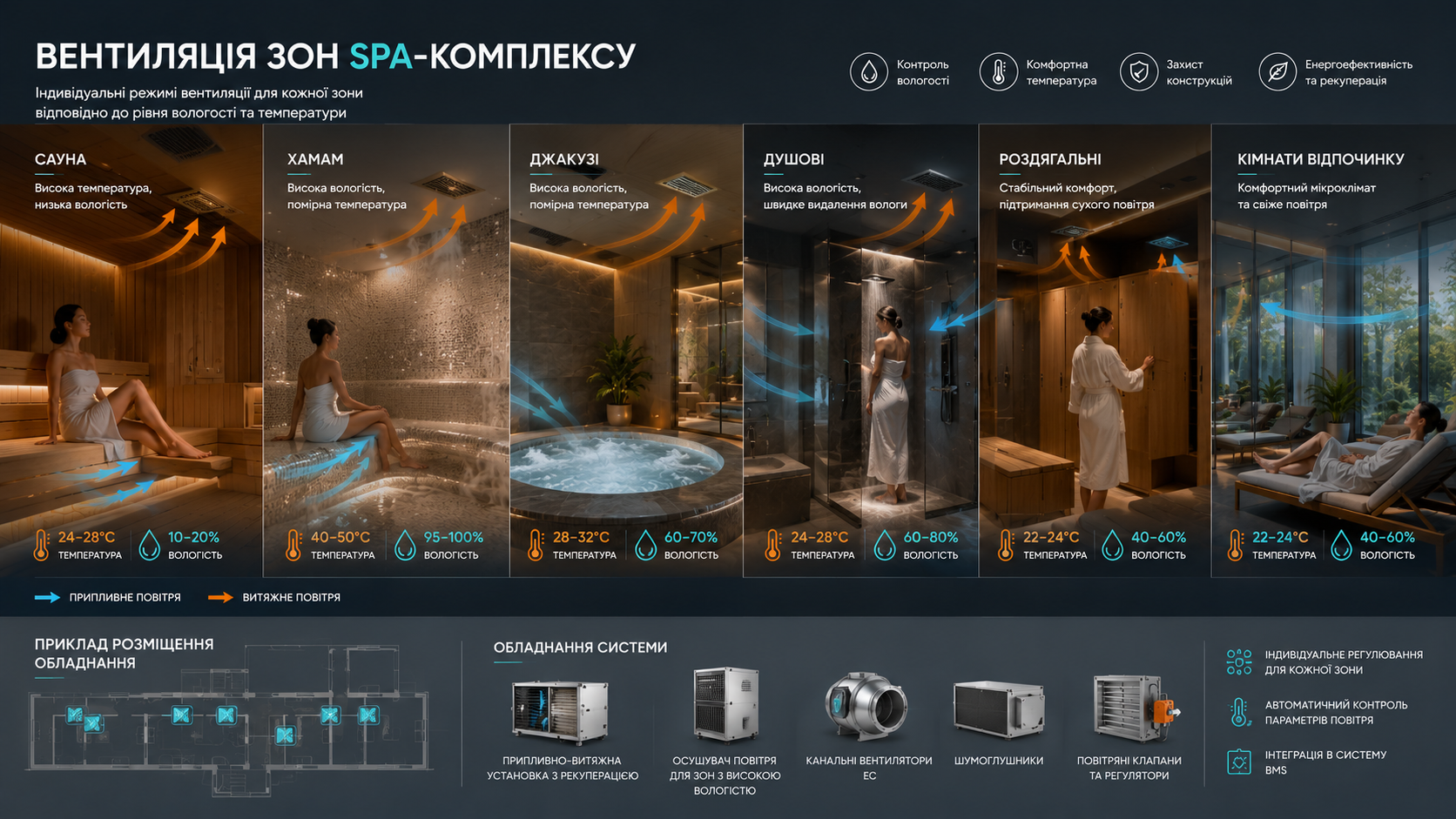 Випаровування води над басейном в SPA